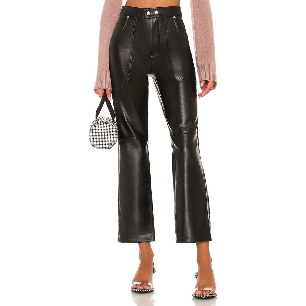 Blank Nyc 'Baxter' Black Polyurethane Ribcage Pant Size 25